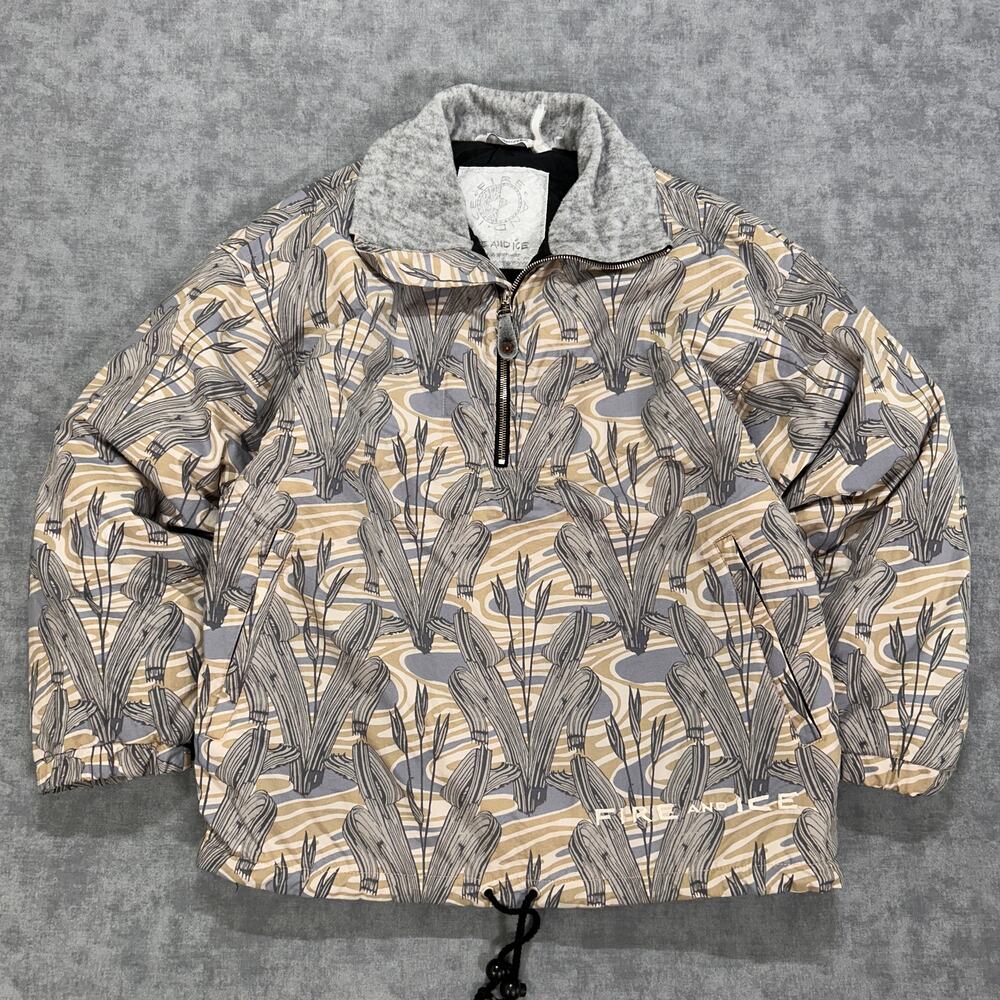 Vintage Bogner Fire and Ice AOP Print Ski Jacket Pullover Mens S Y2K Insulated
